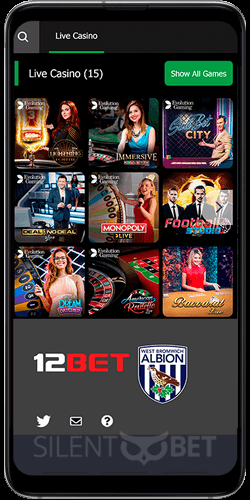 12Bet live casino on Android