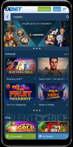 Slots in 1xBet app for Android