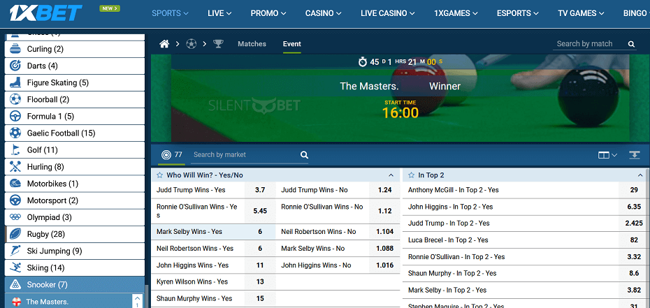 1xbet Masters Snooker betting