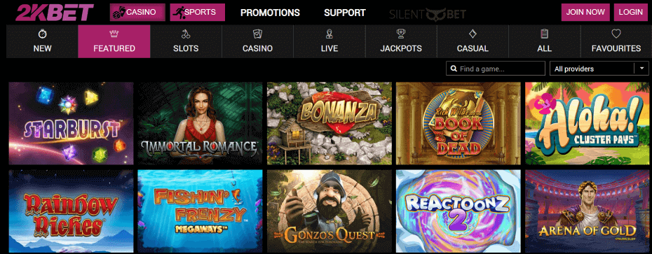 2kBet Casino Games