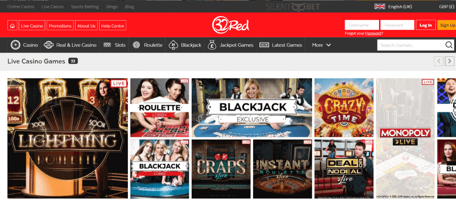 32Red Casino Live Games