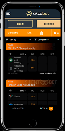 Akcebet eSports section for iPhone