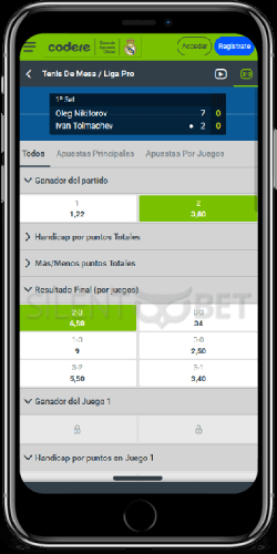 Codere mobile live bets on iPhone