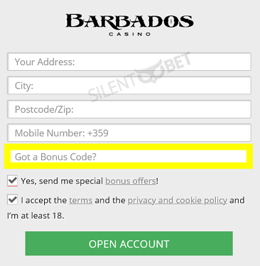 Barbados casino bonus code enter