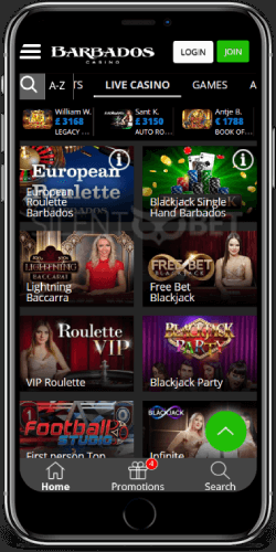 Barbados Casino Live Games on iOS