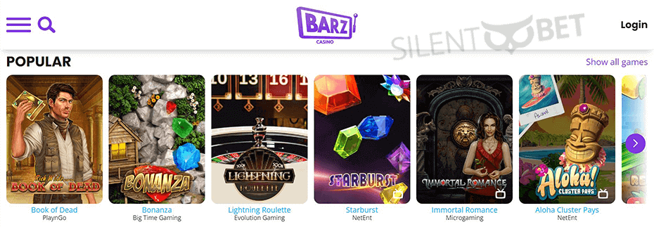 Barz Casino Website Design