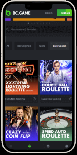 BC.GAME mobile live casino