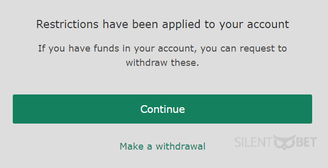 bet365 resricted account warning message