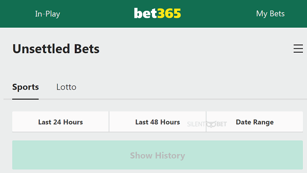 bet365 unsettled bets history