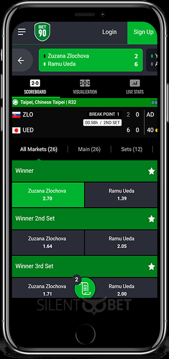 Bet90 mobile app for iPhone