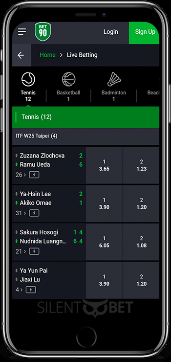 Bet90 mobile live betting for iOS