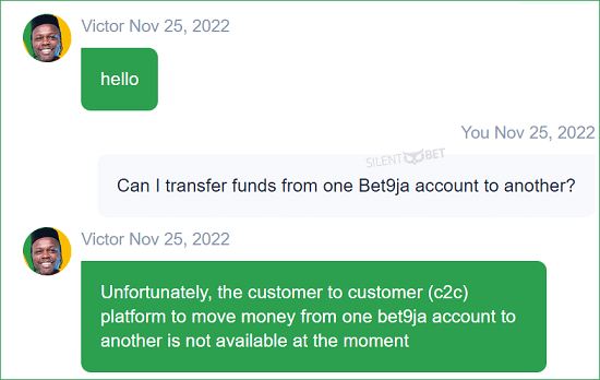 transfer money at bet9ja not available