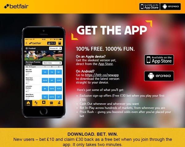 betfair mobile app for iOS and Android