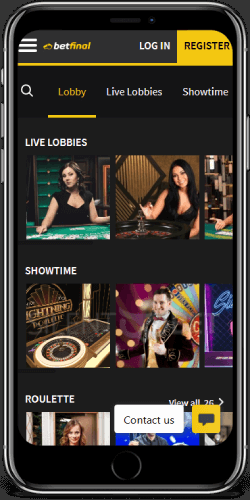 Betfinal Live Casino on iOS