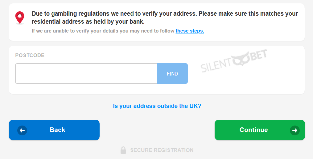Betfred registration address verification