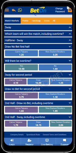 BetOn mobile live betting via Android