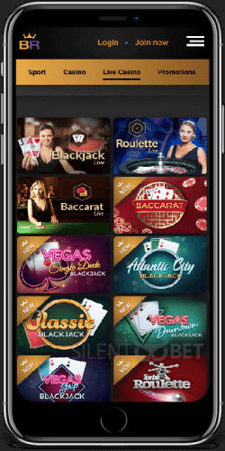 Betregal mobile live casino on iPhone