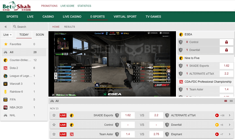 Betshah eSports section