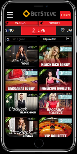 BetSteve Live Casino on iOS