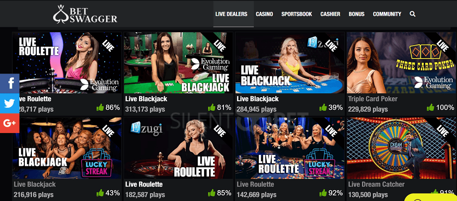 Live Casino at Bet Swagger