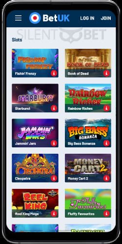 BetUK mobile slots on Android