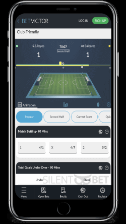 BetVictor mobile in-play page thru iPhone