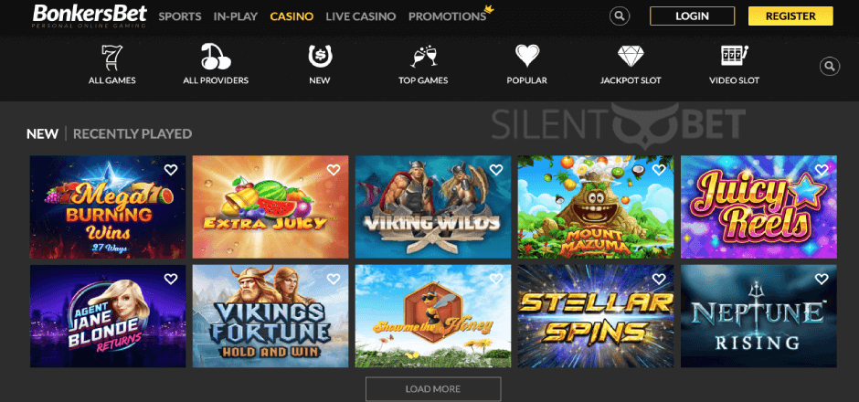 preview of the online casino at bonkersbet