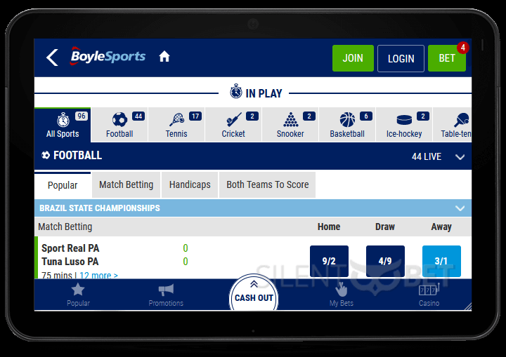 Boylesports mobile version on tablet
