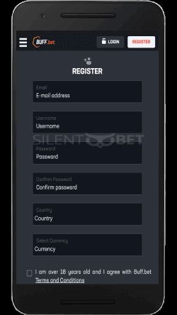 buffbet mobile register page on android
