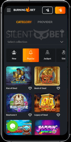 BurningBet Casino Mobile Version