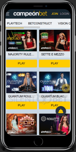 Campeonbet Casino Live Games on iOS