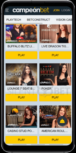Campeonbet Mobile Live Casino