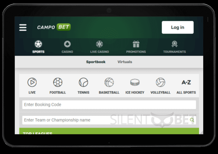CampoBet mobile version thru tablet