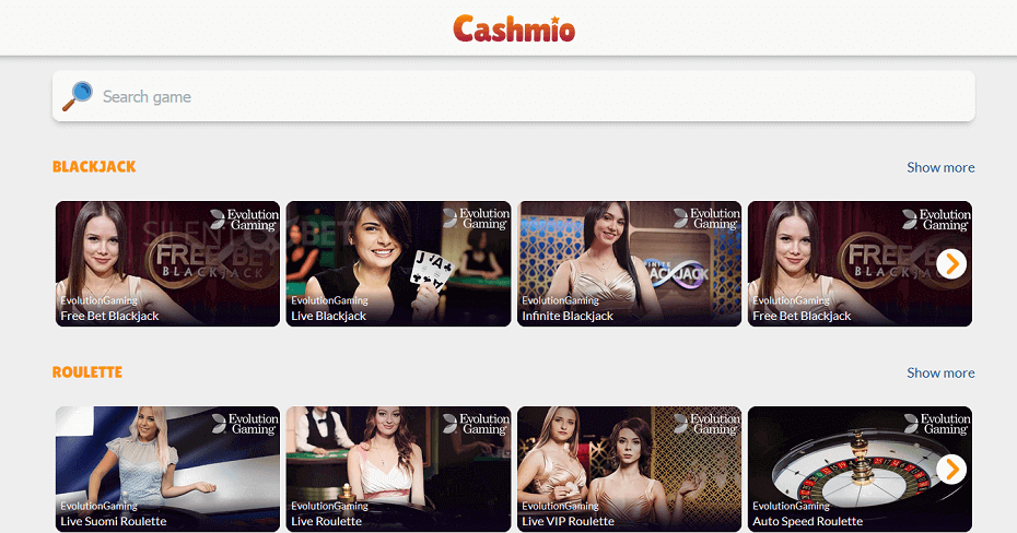 Cashmio live casino