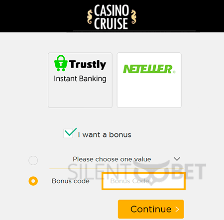Casino Cruise bonus code enter
