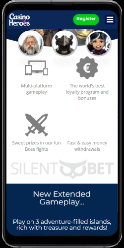 Casino Heroes mobile version