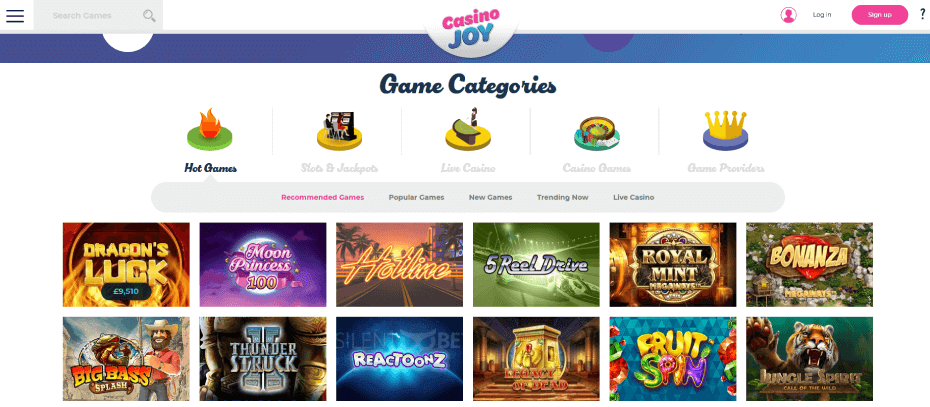 Casino Joy website design