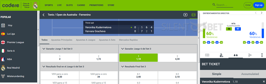 Codere live bets