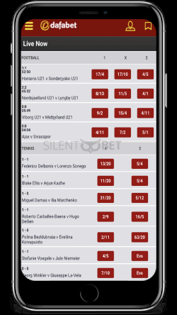 Dafabet mobile in-play section on iPhone