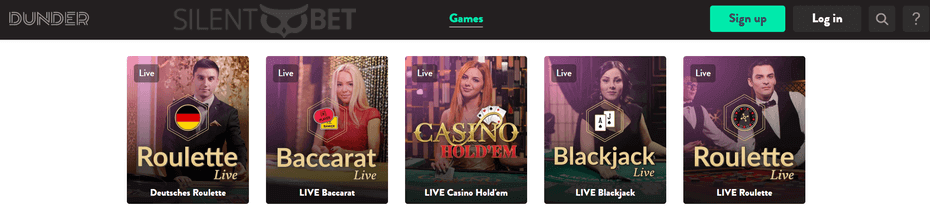 dunder live casino