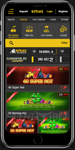 Efbet's mobile casino for iOS