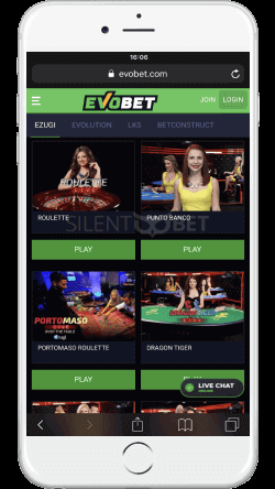 evobet mobile casino on iphone