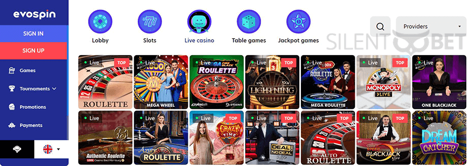 Evospin Casino Live Dealer Games