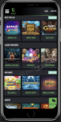 FansBet mobile casino on iPhone