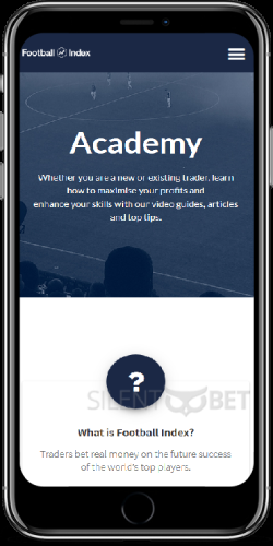 Football Index mobile academy on iPhone