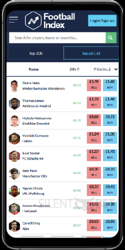 Football Index mobile squad on Android