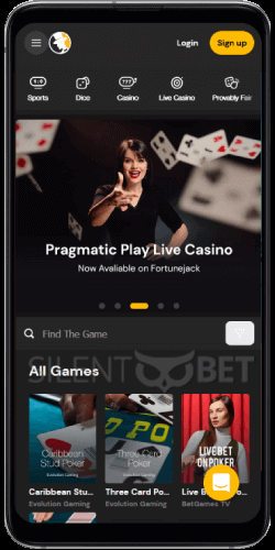 FortuneJack poker on mobile