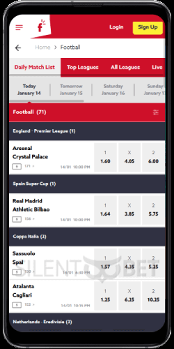 Funbet mobile sports bets on Android