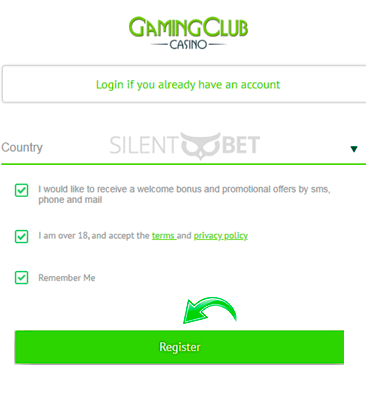 Gaming Club casino bonus code enter
