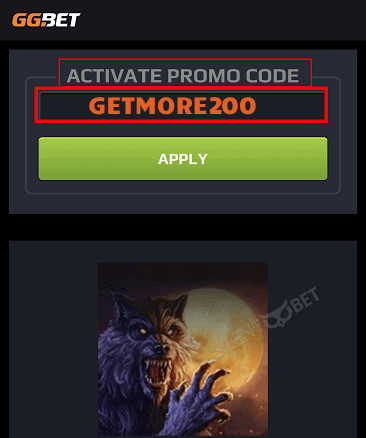 GGbet bonus code enter